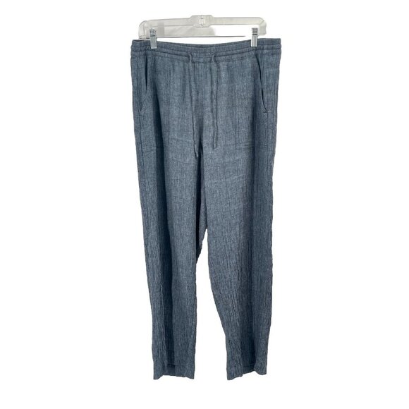 J Jill Pure Jill Blue Linen Blend Drawstring Wide Leg Pants Sz Womens M - Picture 1 of 5